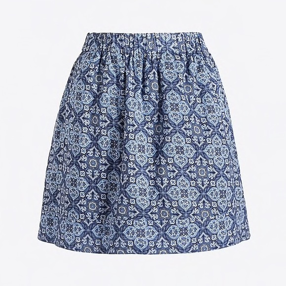J.Crew Blue & White Patterned Cinched Mini Skirt🆕 - Picture 3 of 6